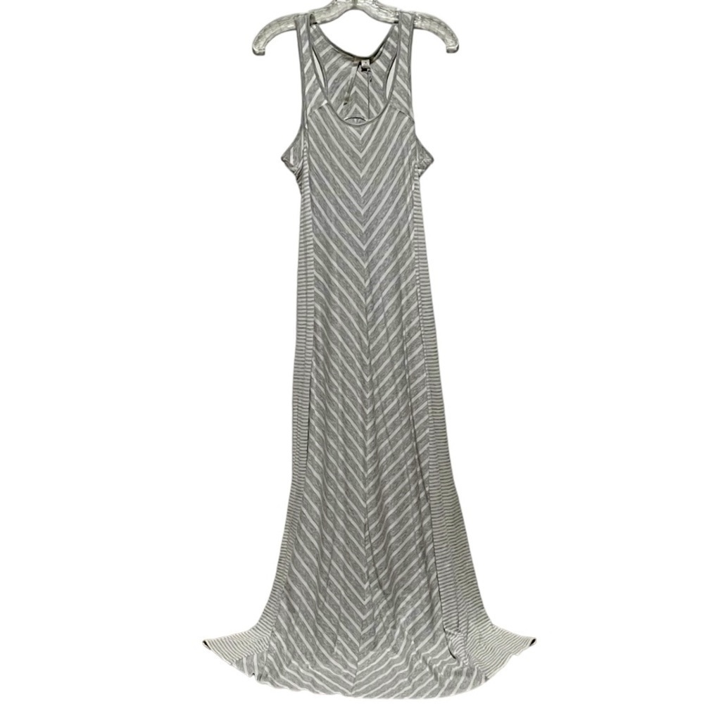Lauren Conrad Gray white stripes Sleeveless Racerback cotton/modal Maxi dress
